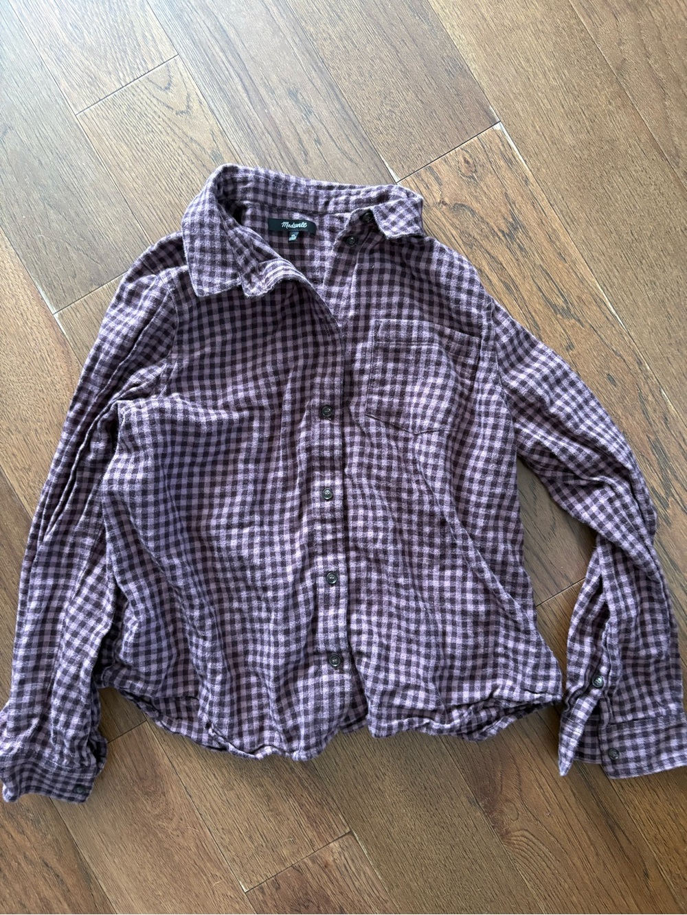 Madewell Purple Check Button-Up Flannel Shirt Cotton XL